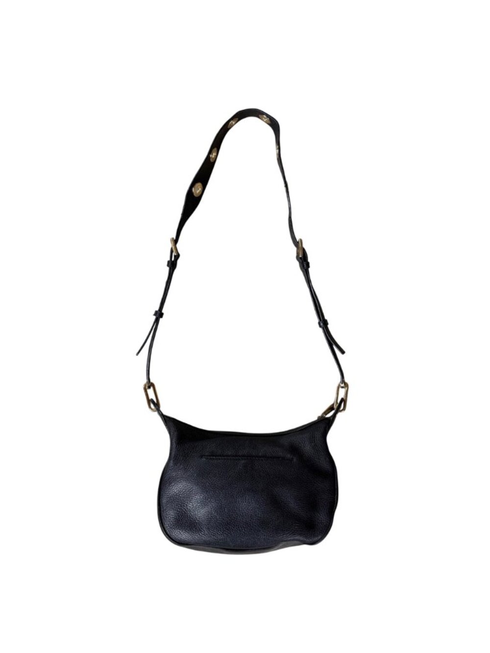 Michael Kors Barlow Medium Black Leather Purse Bag Grommet Adjustable Strap - Picture 3 of 16